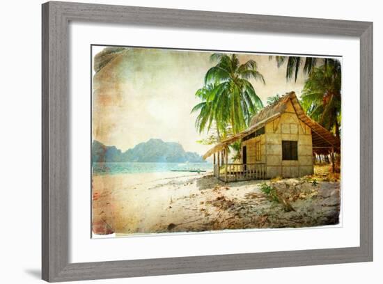 Tropical Bugalow -Retro Styled Picture-Maugli-l-Framed Premium Giclee Print