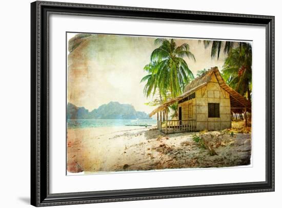 Tropical Bugalow -Retro Styled Picture-Maugli-l-Framed Art Print