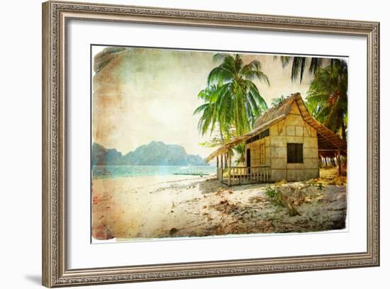 Tropical Bugalow -Retro Styled Picture-Maugli-l-Framed Art Print