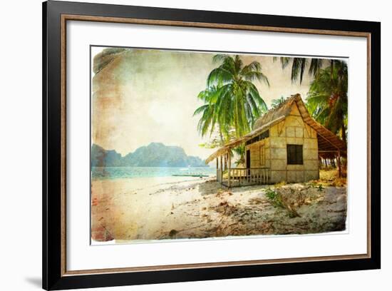 Tropical Bugalow -Retro Styled Picture-Maugli-l-Framed Art Print