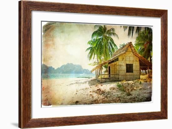 Tropical Bugalow -Retro Styled Picture-Maugli-l-Framed Art Print