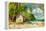 Tropical Bungalow-Retro Styled Picture-Maugli-l-Framed Stretched Canvas