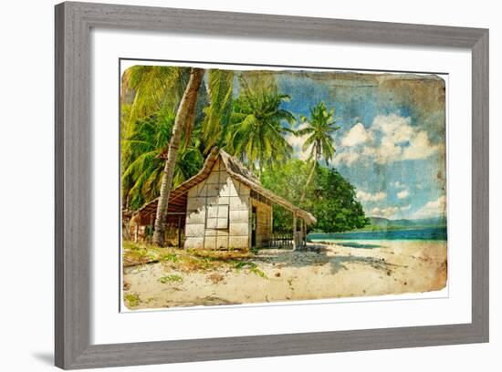 Tropical Bungalow-Retro Styled Picture-Maugli-l-Framed Premium Giclee Print