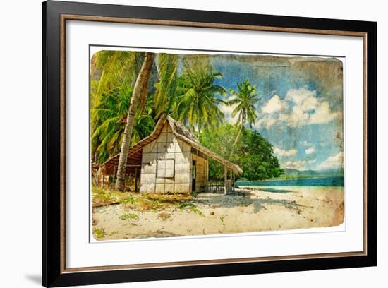 Tropical Bungalow-Retro Styled Picture-Maugli-l-Framed Premium Giclee Print