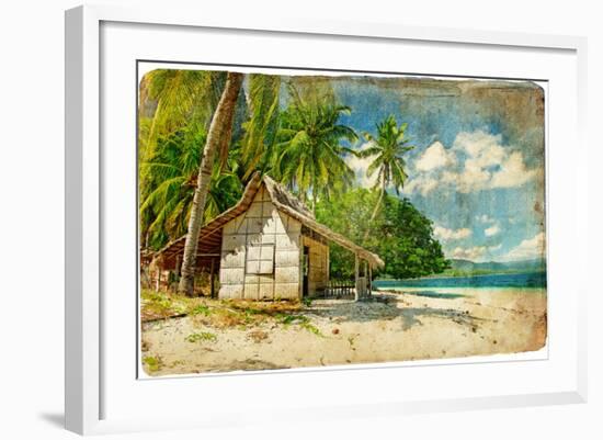 Tropical Bungalow-Retro Styled Picture-Maugli-l-Framed Art Print