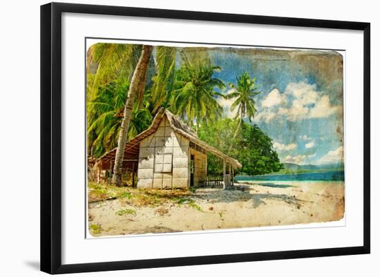 Tropical Bungalow-Retro Styled Picture-Maugli-l-Framed Art Print