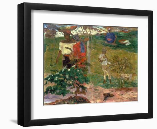 Tropical Conversation, (Conversation Tropiques, Martinique), 1887-Paul Gauguin-Framed Giclee Print