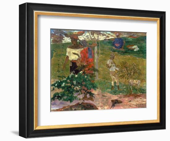 Tropical Conversation, (Conversation Tropiques, Martinique), 1887-Paul Gauguin-Framed Giclee Print