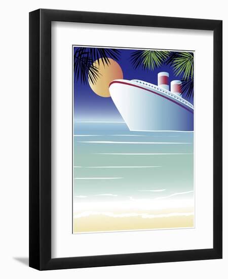 Tropical Cruise Ship-Linda Braucht-Framed Giclee Print