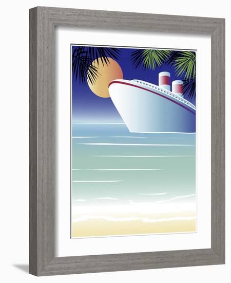 Tropical Cruise Ship-Linda Braucht-Framed Giclee Print