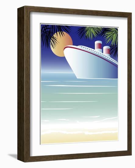 Tropical Cruise Ship-Linda Braucht-Framed Giclee Print