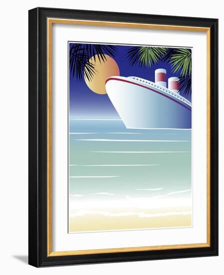 Tropical Cruise Ship-Linda Braucht-Framed Giclee Print