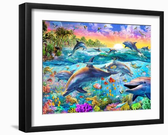 Tropical Dolphins-Adrian Chesterman-Framed Art Print