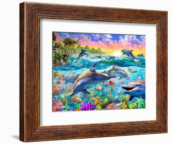 Tropical Dolphins-Adrian Chesterman-Framed Premium Giclee Print
