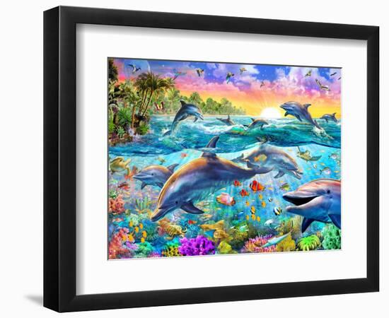 Tropical Dolphins-Adrian Chesterman-Framed Premium Giclee Print