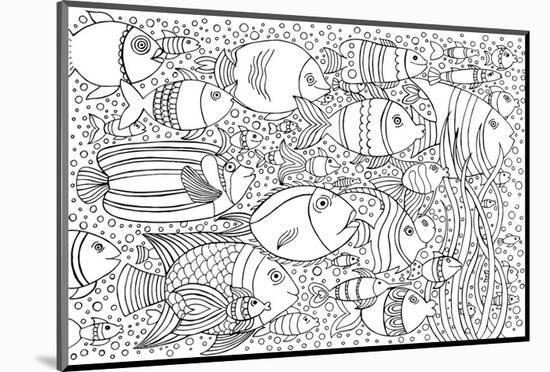 Tropical Fish Coloring Art-null-Mounted Coloring Poster