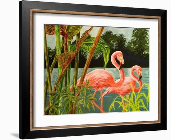 Tropical Flamingo II-Linda Baliko-Framed Art Print