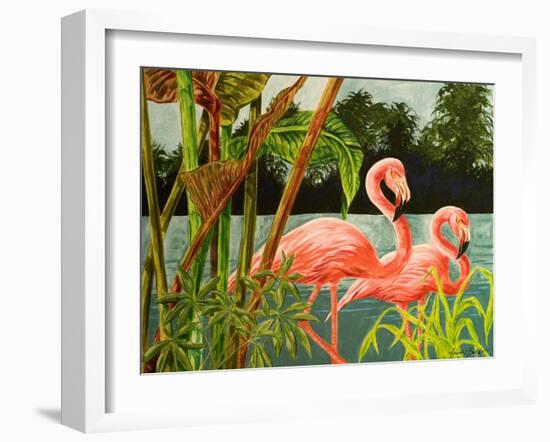 Tropical Flamingo II-Linda Baliko-Framed Art Print