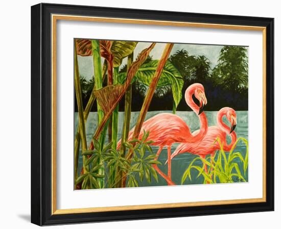 Tropical Flamingo II-Linda Baliko-Framed Art Print