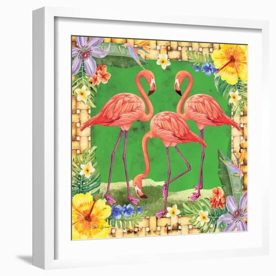 Tropical Flamingo Trio-Nicole DeCamp-Framed Art Print