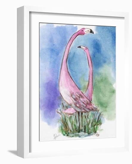 Tropical Flamingos-sylvia pimental-Framed Art Print