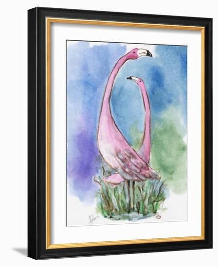 Tropical Flamingos-sylvia pimental-Framed Art Print
