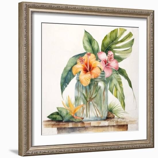 Tropical Floral Jar 2-Kimberly Allen-Framed Art Print