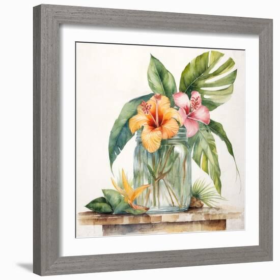 Tropical Floral Jar 2-Kimberly Allen-Framed Art Print