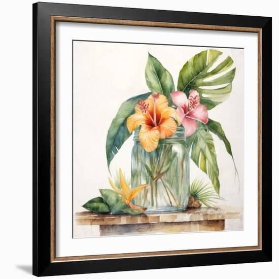Tropical Floral Jar 2-Kimberly Allen-Framed Art Print