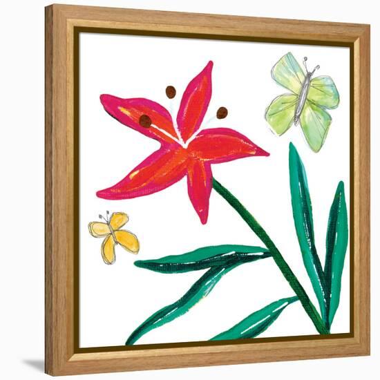 Tropical Flower Stem Butterflies-Jennifer McCully-Framed Stretched Canvas