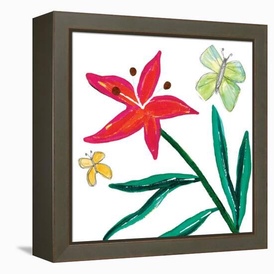 Tropical Flower Stem Butterflies-Jennifer McCully-Framed Stretched Canvas