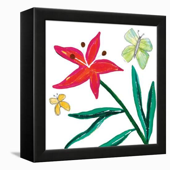 Tropical Flower Stem Butterflies-Jennifer McCully-Framed Stretched Canvas