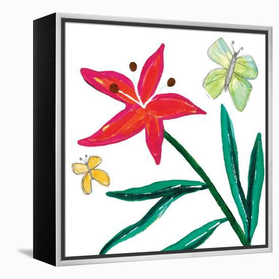 Tropical Flower Stem Butterflies-Jennifer McCully-Framed Stretched Canvas