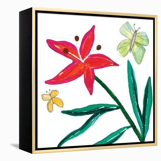 Tropical Flower Stem Butterflies-Jennifer McCully-Framed Stretched Canvas