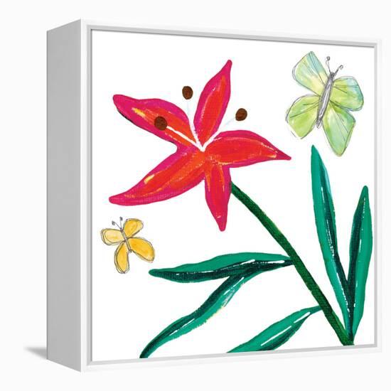 Tropical Flower Stem Butterflies-Jennifer McCully-Framed Stretched Canvas