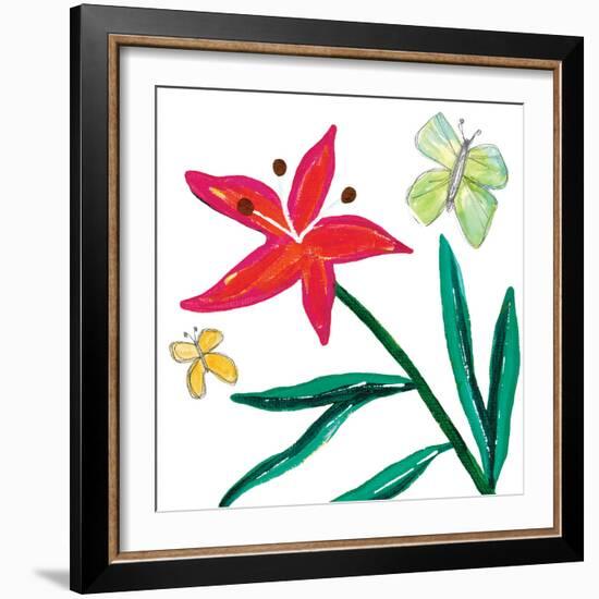 Tropical Flower Stem Butterflies-Jennifer McCully-Framed Art Print