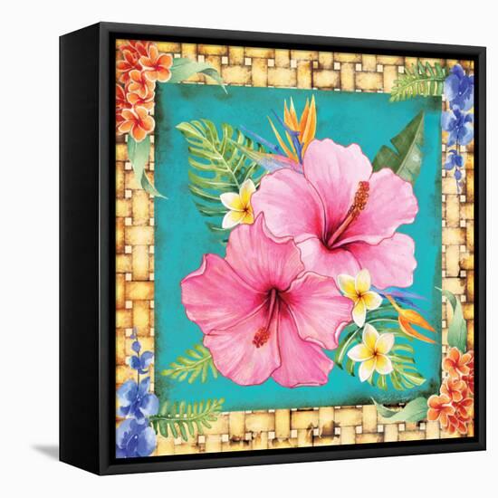 Tropical Flowers-Nicole DeCamp-Framed Stretched Canvas