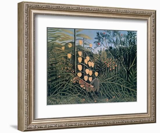 Tropical Forest: Battling Tiger and Buffalo, 1908-Henri Rousseau-Framed Giclee Print