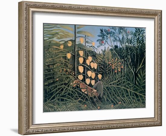 Tropical Forest: Battling Tiger and Buffalo, 1908-Henri Rousseau-Framed Giclee Print