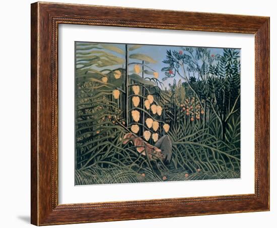 Tropical Forest: Battling Tiger and Buffalo, 1908-Henri Rousseau-Framed Giclee Print