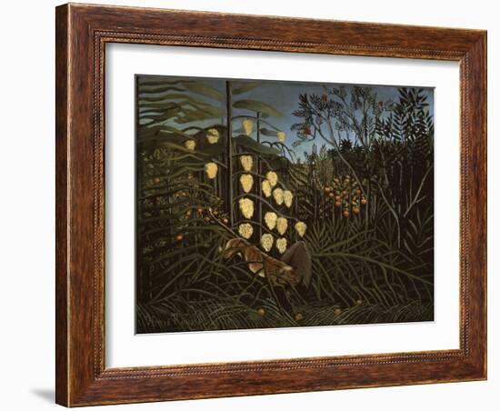 Tropical Forest: Battling Tiger and Bull-Henri Rousseau-Framed Giclee Print