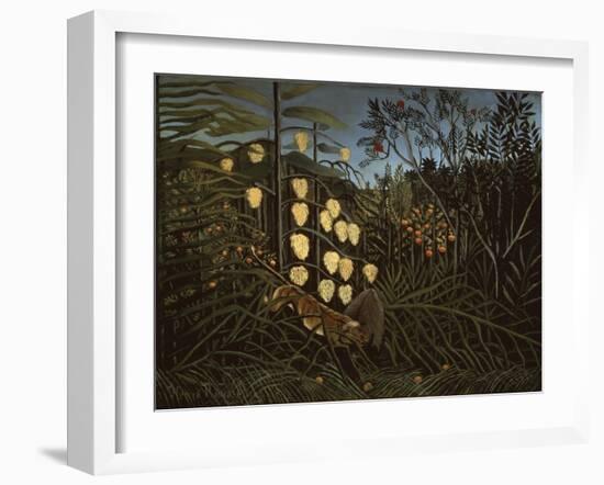 Tropical Forest: Battling Tiger and Bull-Henri Rousseau-Framed Giclee Print