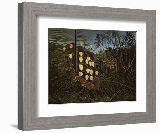 Tropical Forest: Battling Tiger and Bull-Henri Rousseau-Framed Giclee Print