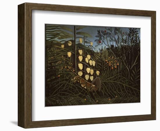 Tropical Forest: Battling Tiger and Bull-Henri Rousseau-Framed Giclee Print