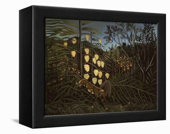 Tropical Forest: Battling Tiger and Bull-Henri Rousseau-Framed Premier Image Canvas