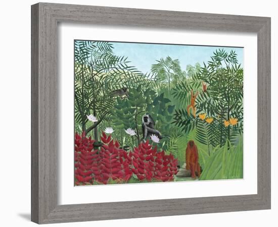 Tropical Forest with Monkeys, 1910-Henri Rousseau-Framed Giclee Print