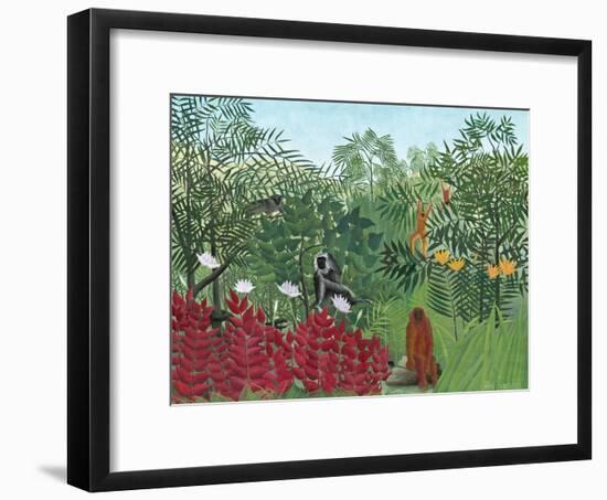 Tropical Forest with Monkeys, 1910-Henri Rousseau-Framed Giclee Print