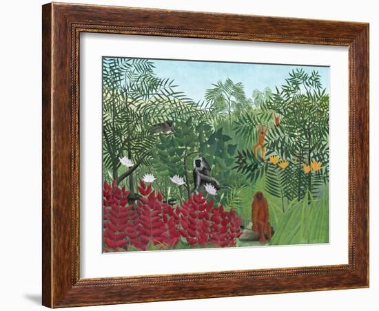 Tropical Forest with Monkeys, 1910-Henri Rousseau-Framed Giclee Print
