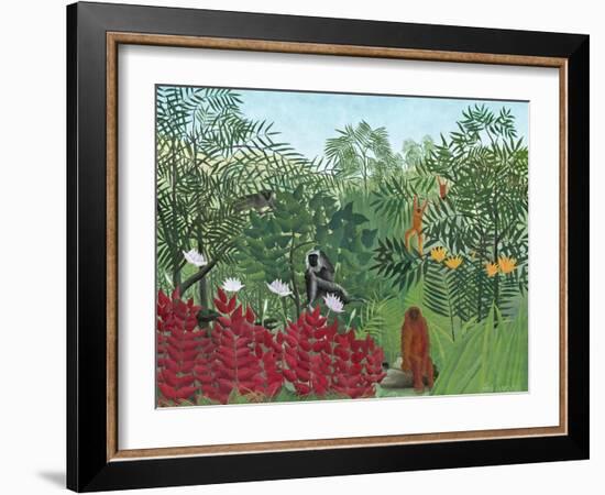 Tropical Forest with Monkeys, 1910-Henri Rousseau-Framed Giclee Print