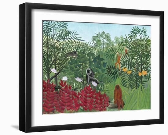 Tropical Forest with Monkeys, 1910-Henri Rousseau-Framed Giclee Print